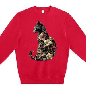 Floral Cat Premium Crewneck Sweatshirt