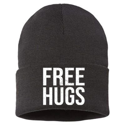 Funny Classic Free Hugs Gift For Man Woman Sustainable Knit Beanie