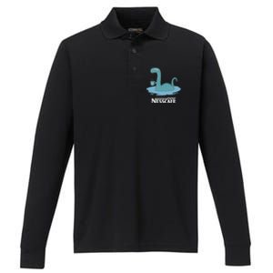 Funny Coffees For - Funny Loch Ness Monster Performance Long Sleeve Polo