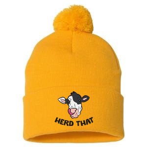 Funny Cow Farming Cow Farmer Herd That Pom Pom 12in Knit Beanie