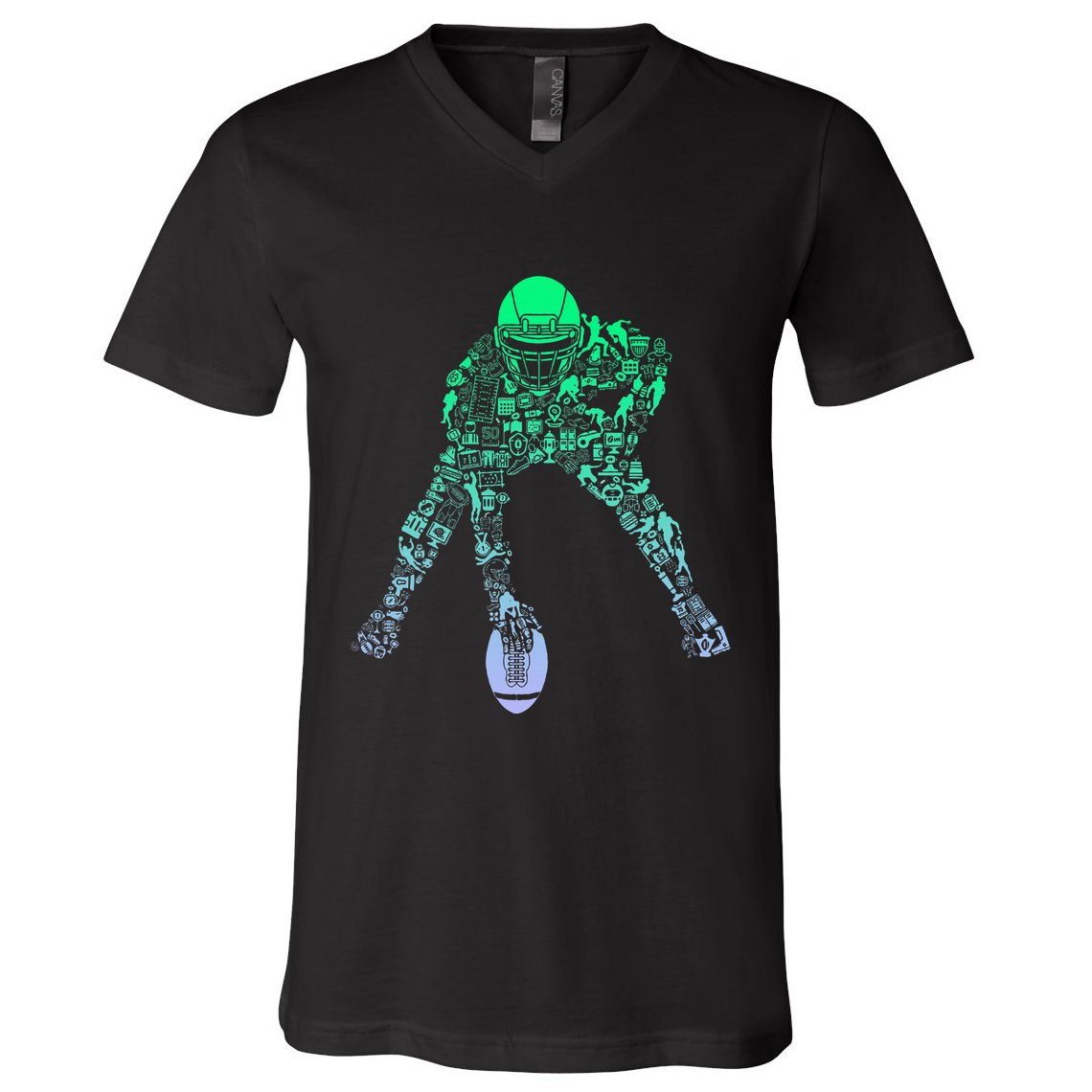 Football Center For Football Player Boy Football V-Neck T-Shirt
