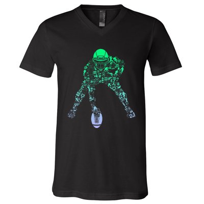 Football Center For Football Player Boy Football V-Neck T-Shirt