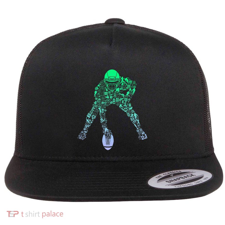 Football Center For Football Player Boy Football Flat Bill Trucker Hat