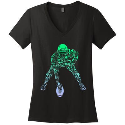 Football Center For Football Player Boy Football Women's V-Neck T-Shirt