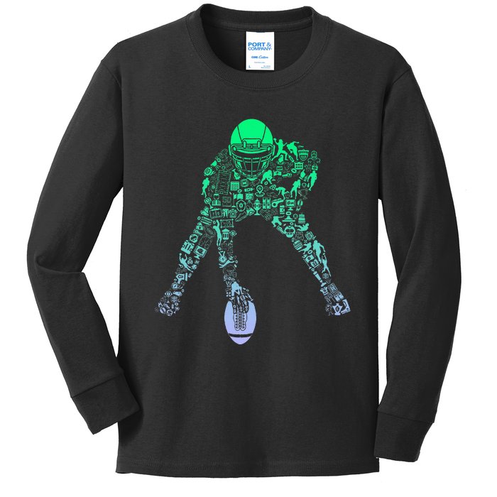 Football Center For Football Player Boy Football Kids Long Sleeve Shirt