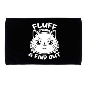 Funny Cat Fluff Around And Find Out Women Men Microfiber Hand Towel