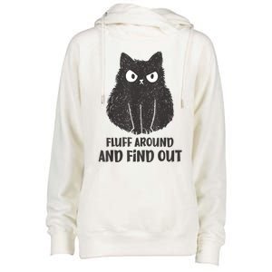 Funny Cat Fluff Around And Find Out Women Men Womens Funnel Neck Pullover Hood