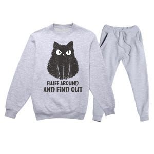 Funny Cat Fluff Around And Find Out Women Men Premium Crewneck Sweatsuit Set