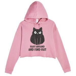 Funny Cat Fluff Around And Find Out Women Men Crop Fleece Hoodie