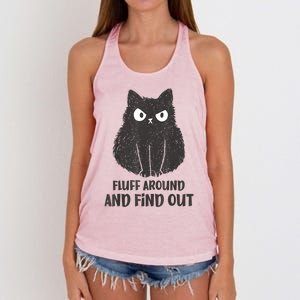 Funny Cat Fluff Around And Find Out Women Men Women's Knotted Racerback Tank