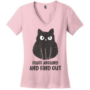 Funny Cat Fluff Around And Find Out Women Men Women's V-Neck T-Shirt