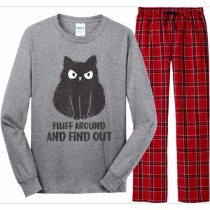 Funny Cat Fluff Around And Find Out Women Men Long Sleeve Pajama Set