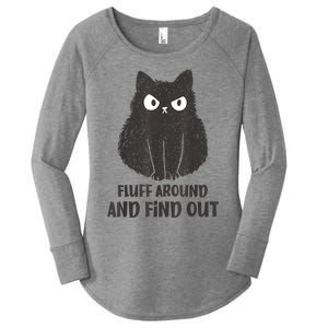 Funny Cat Fluff Around And Find Out Women Men Women's Perfect Tri Tunic Long Sleeve Shirt