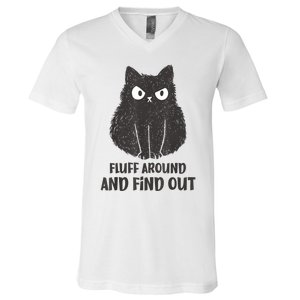 Funny Cat Fluff Around And Find Out Women Men V-Neck T-Shirt