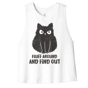 Funny Cat Fluff Around And Find Out Women Men Women's Racerback Cropped Tank