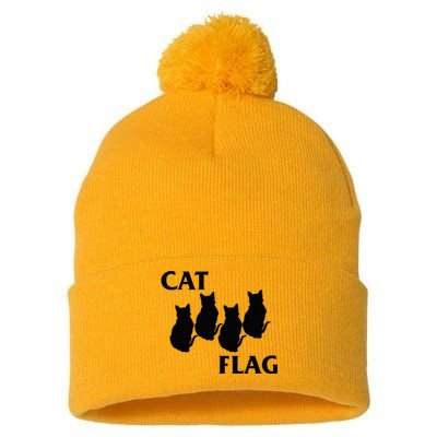 Funny Cat Flag Hardcore Music Parody Pom Pom 12in Knit Beanie