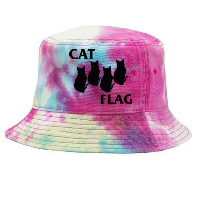 Funny Cat Flag Hardcore Music Parody Tie-Dyed Bucket Hat