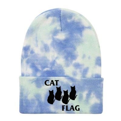 Funny Cat Flag Hardcore Music Parody Tie Dye 12in Knit Beanie