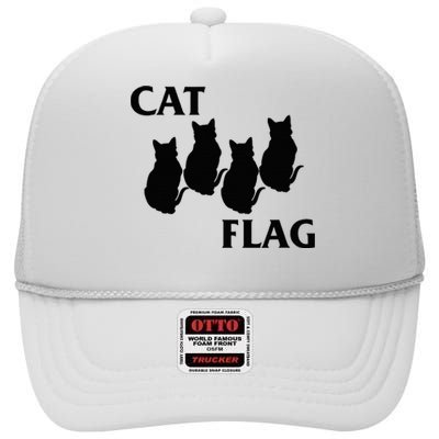 Funny Cat Flag Hardcore Music Parody High Crown Mesh Back Trucker Hat