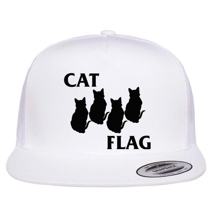 Funny Cat Flag Hardcore Music Parody Flat Bill Trucker Hat