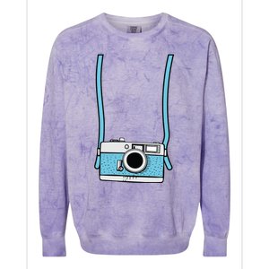 Fake Camera Fake Tourist Fun Vacation Gift Design Idea Colorblast Crewneck Sweatshirt