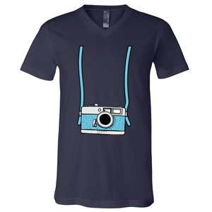 Fake Camera Fake Tourist Fun Vacation Gift Design Idea V-Neck T-Shirt