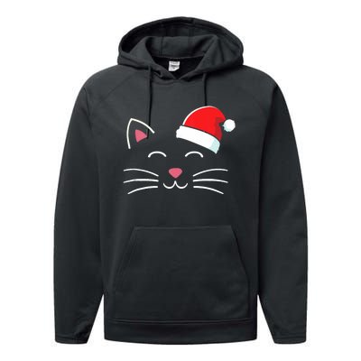 Funny Cat Face With Santa Hat For Merry Christmas Tank Top Performance Fleece Hoodie