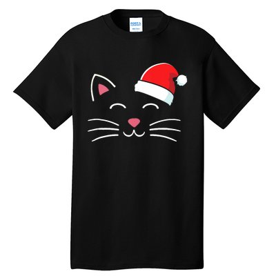 Funny Cat Face With Santa Hat For Merry Christmas Tank Top Tall T-Shirt