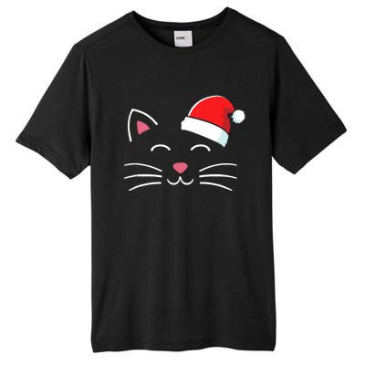 Funny Cat Face With Santa Hat For Merry Christmas Tank Top Tall Fusion ChromaSoft Performance T-Shirt