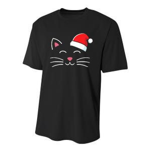 Funny Cat Face With Santa Hat For Merry Christmas Tank Top Youth Performance Sprint T-Shirt