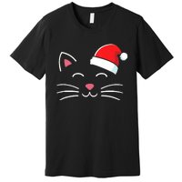 Funny Cat Face With Santa Hat For Merry Christmas Tank Top Premium T-Shirt