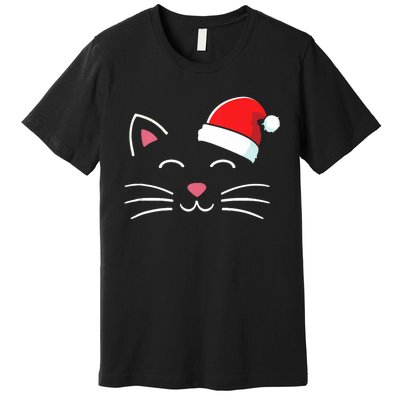 Funny Cat Face With Santa Hat For Merry Christmas Tank Top Premium T-Shirt