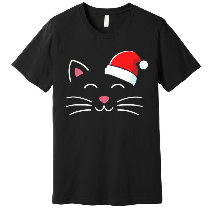 Funny Cat Face With Santa Hat For Merry Christmas Tank Top Premium T-Shirt