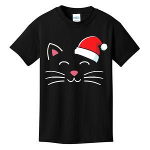 Funny Cat Face With Santa Hat For Merry Christmas Tank Top Kids T-Shirt