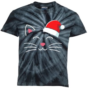 Funny Cat Face With Santa Hat For Merry Christmas Tank Top Kids Tie-Dye T-Shirt