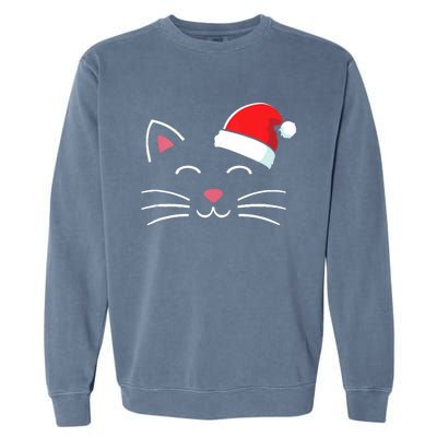 Funny Cat Face With Santa Hat For Merry Christmas Tank Top Garment-Dyed Sweatshirt