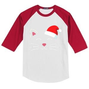 Funny Cat Face With Santa Hat For Merry Christmas Tank Top Kids Colorblock Raglan Jersey