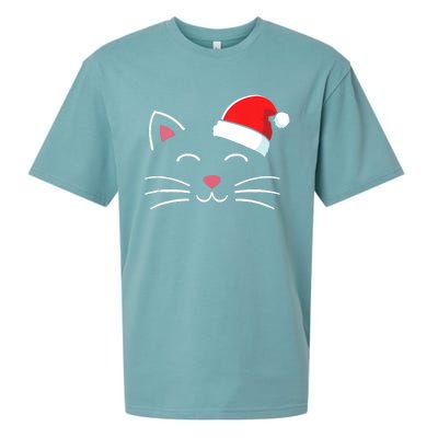 Funny Cat Face With Santa Hat For Merry Christmas Tank Top Sueded Cloud Jersey T-Shirt