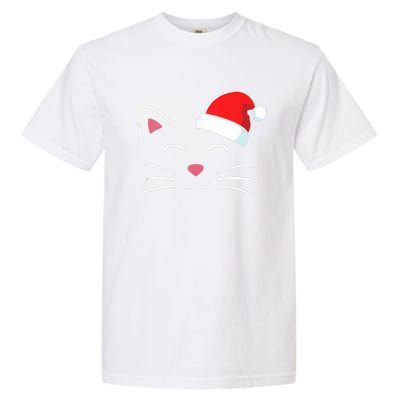 Funny Cat Face With Santa Hat For Merry Christmas Tank Top Garment-Dyed Heavyweight T-Shirt