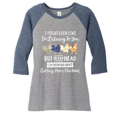 Funny Chicken Farmer Design Women Men Getting A Lot Chickens Women's Tri-Blend 3/4-Sleeve Raglan Shirt