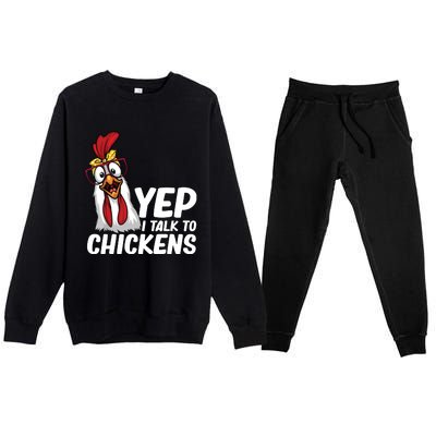 Funny Chicken For Men Women Crazy Chicken Farmer Lovers Premium Crewneck Sweatsuit Set