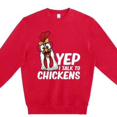 Funny Chicken For Men Women Crazy Chicken Farmer Lovers Premium Crewneck Sweatshirt