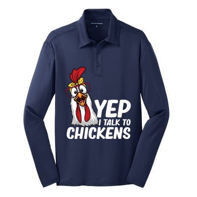 Funny Chicken For Men Women Crazy Chicken Farmer Lovers Silk Touch Performance Long Sleeve Polo