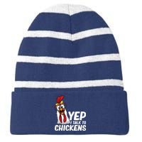 Funny Chicken For Men Women Crazy Chicken Farmer Lovers Striped Beanie with Solid Band