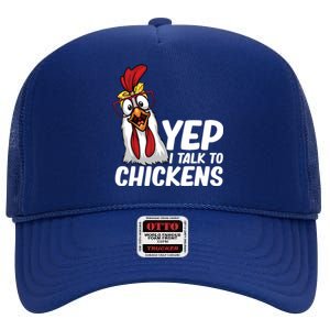 Funny Chicken For Men Women Crazy Chicken Farmer Lovers High Crown Mesh Back Trucker Hat