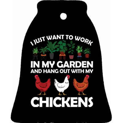 Funny Chicken For Men Women Gardening Chicken Lovers Garden Ceramic Bell Ornament