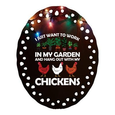 Funny Chicken For Men Women Gardening Chicken Lovers Garden Ceramic Oval Ornament