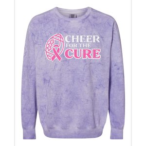 Football Cheer For The Cure Breast Cancer Awareness Ribbon Colorblast Crewneck Sweatshirt