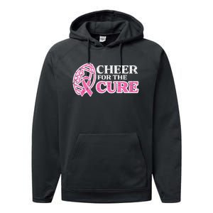 Football Cheer For The Cure Breast Cancer Awareness Ribbon Performance Fleece Hoodie