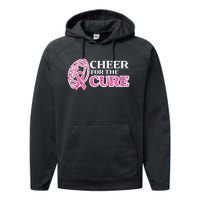 Football Cheer For The Cure Breast Cancer Awareness Ribbon Performance Fleece Hoodie